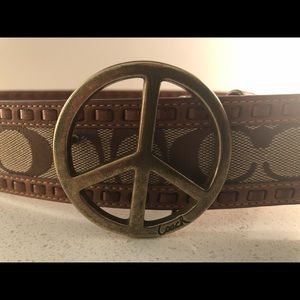 Coach peace sign leather belt